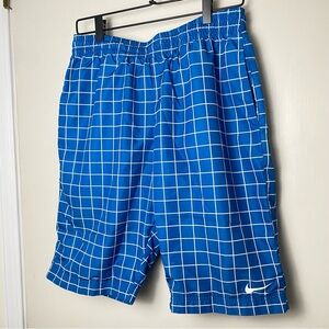 Nike Y2K Blue Grid Pattern Swim Shorts